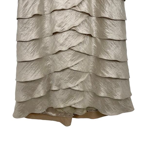 DAVID’S BRIDAL DRESS Women's Size 10 Beige FLOOR LENGTH GOWN Bandage Bodycon - Picture 5 of 8